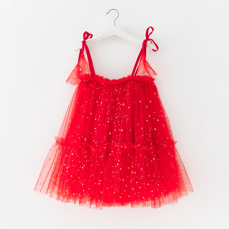 Children's Skirt Stars Moon Mesh Gauze Skirt Princess Pengpeng Skirt