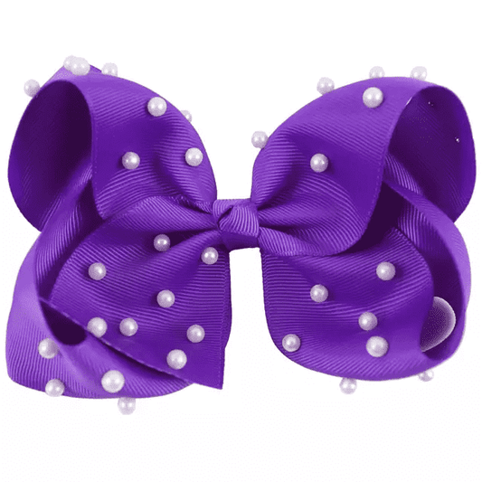 Purple Pearl Hair Bow