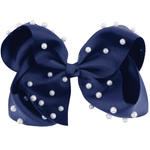 Navy Blue Pearl Hair Bow