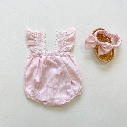 Pink & White Stripe Romper