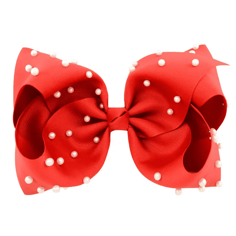 Red Pearl Hair Bow