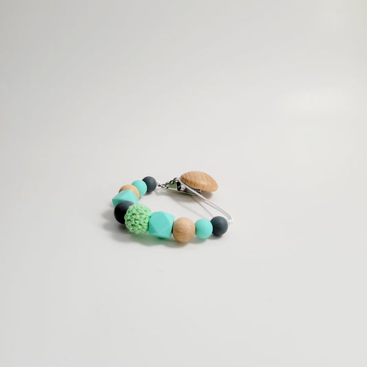 Green Crochet Bum Pacifier Clip