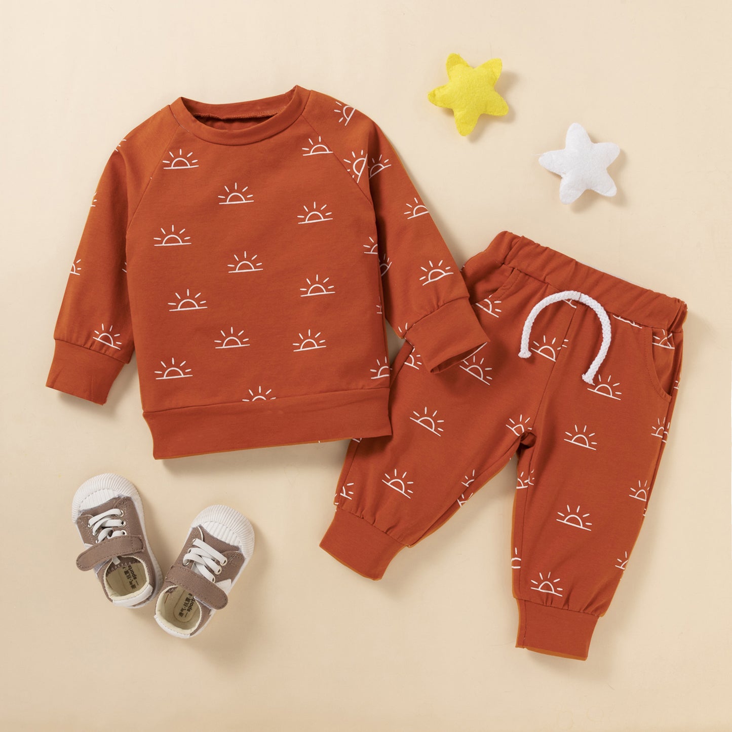 Solid Color Sweater Two Piece Children's Suit