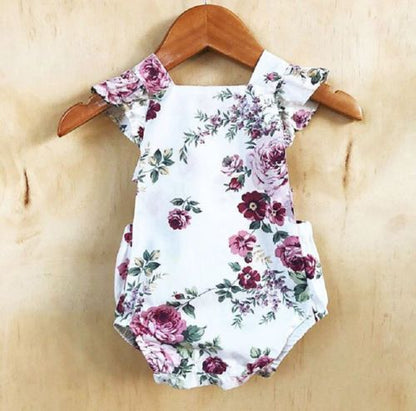 Floral Romper with Embroidered