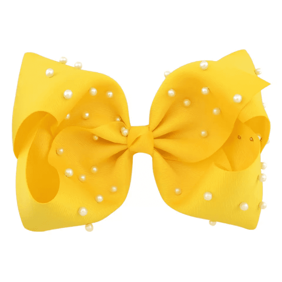 Yellow Pearl Hair Bow