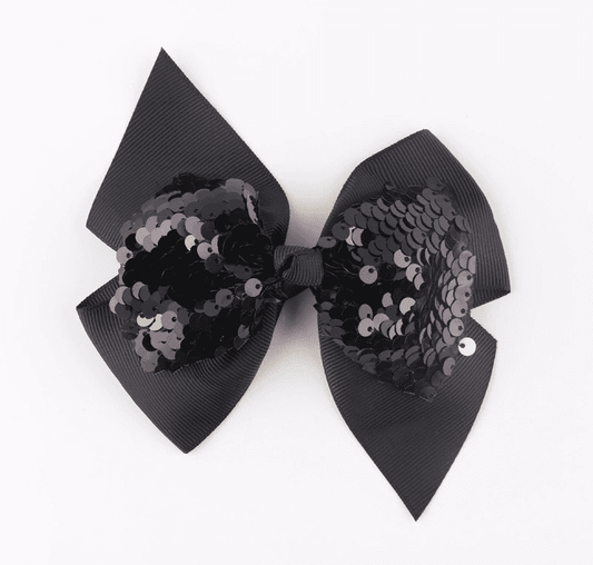 Black Sequin Hair Bow