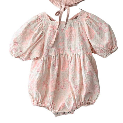 Baby Square Neck Princess Dress Romper Puff Sleeve