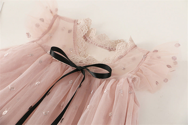 Embroidered gauze puffy princess dress dress