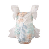 Baby Girl Romper Lace Sleeve Embroidered  Back Tulle Jumpsuit