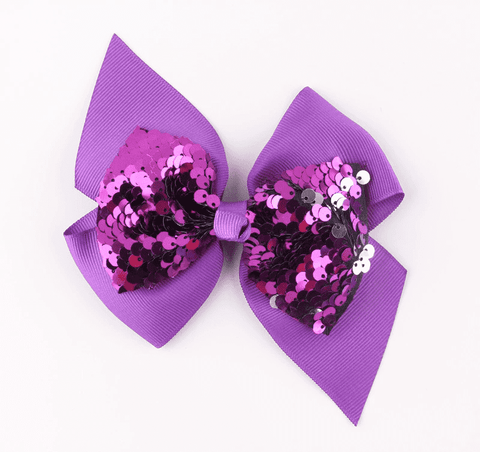 Purple Sequin Hair Bow