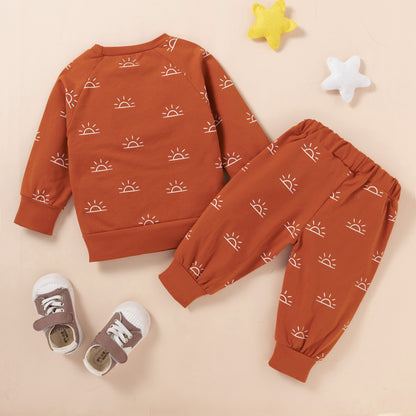 Solid Color Sweater Two Piece Children's Suit