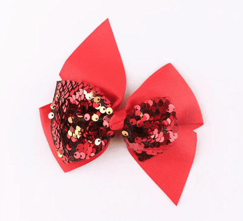 Red Sequin Hair Bow