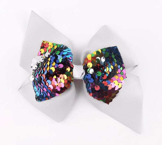 White Sequin Hair Bow