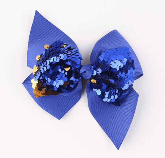 Blue Sequin Hair Bow