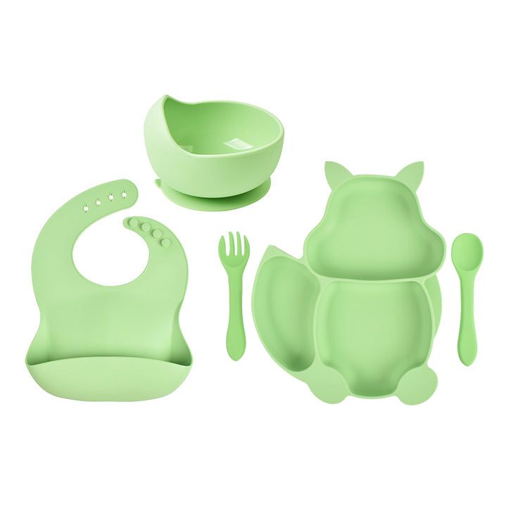 Hoseay Baby Feeding Set 5 In 1 Toddler Weaning Squirrel Silicone