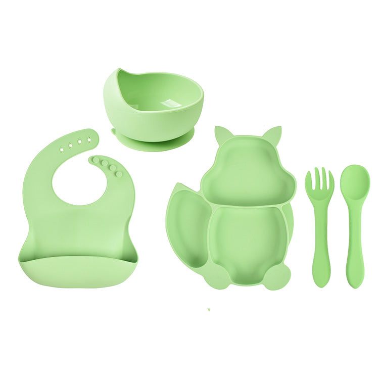 Squirrel Silicone Feeding Set Green