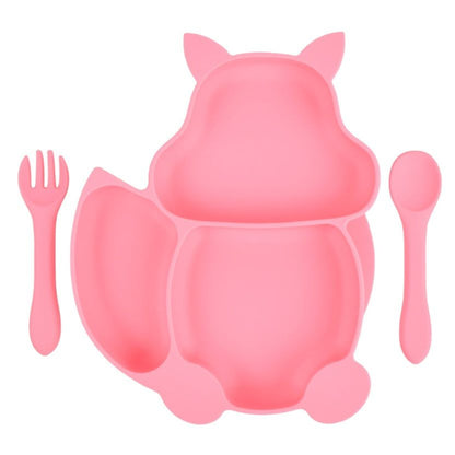 Squirrel Silicone Feeding Set Pink