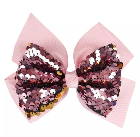 Pink Sequin Hair Bow