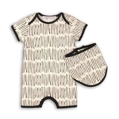 Short Black Lines Organic Romper Funske