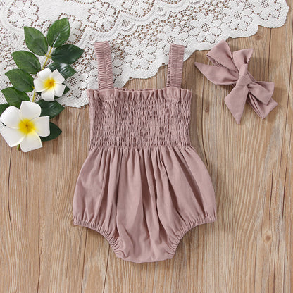 Summer Jumpsuit Outfit Solid Color Toddler Girl