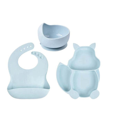 Squirrel Silicone Feeding Set Blue