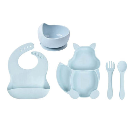 Squirrel Silicone Feeding Set Blue