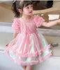 Children's Princess Dress Summer Short Sleeve Super Fashionable Sweet Girl Medium And Big Children Cute Puffy Tulle Skirt