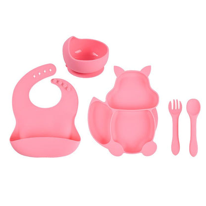 Squirrel Silicone Feeding Set Pink