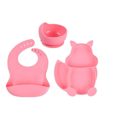 Squirrel Silicone Feeding Set Pink