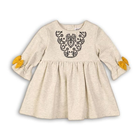 Embroidered Yellow Bow Frill Dress