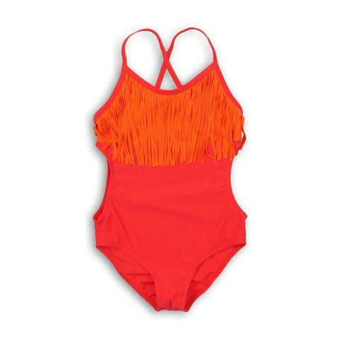 Orange Frill Girls Swimwear